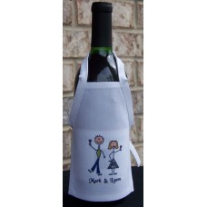 Wine Bottle Apron Stick People Couple - Personalized