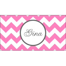 Zig Zag Pink w/Gray Business Card Case - Personalized