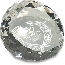 Round Crystal Faceted Paperweight Custom - Personalized