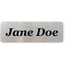 Name Badge 3in x 1in Rectangle Silver Aluminum - Personalized