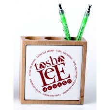 Logo Wooden Pen & Pencil Holder - Personalized
