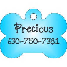 Pet Tag Bone Light Blue - Personalized