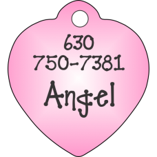 Pet Tag Heart Pink - Personalized