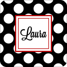 Coaster Polka Dot Black-White-Pink - Personalized