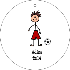 Stick Boy Soccer Ornament - Personalized