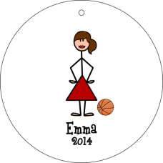 Stick Girl Basketball Ornament - Personalized