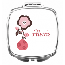 Flower Vase w/Pink Compact Mirror - Personalized