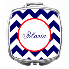 Zig Zag Blue w/Red Compact Mirror - Personalized
