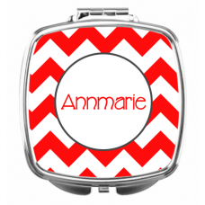 Zig Zag Red w/Gray Compact Mirror - Personalized