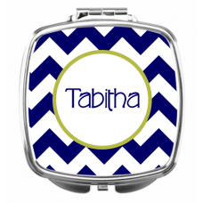 Zig Zag Blue w/Green Compact Mirror - Personalized